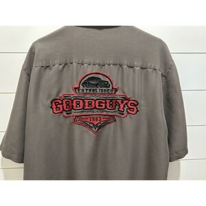 VNTG Americana GOOD GUYS Hot Rod Shirt Mens L Mechanic Rat Hot Rod Car Rockabill